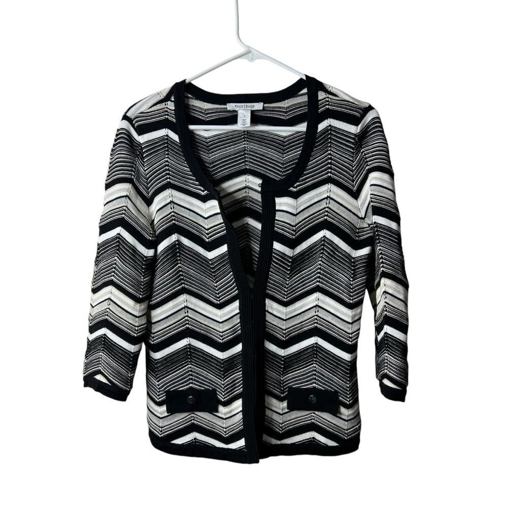 White House Black Market Chevron Neutral Cardigan Topper Sweater